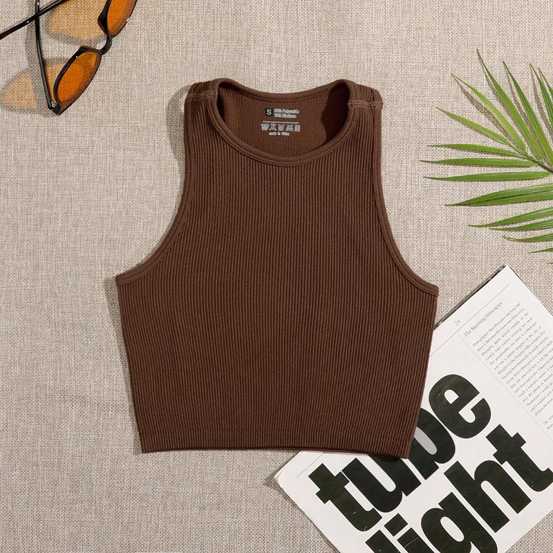 Ribbed Quick-Dry Yoga & Running Sports Bra - Skin-Friendly Nude Finish