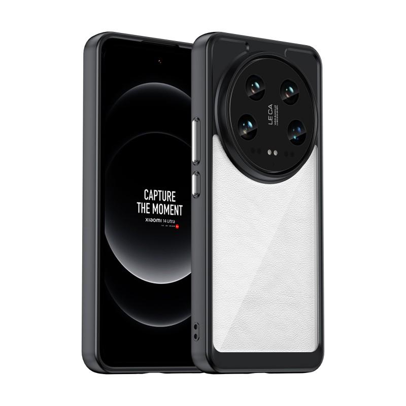 

For Xiaomi 14 Ultra Phone Case WANLONFENG XC Series TPU Acrylic Cover with Tempered Glass (Big Lens Hole) Transparent Blue