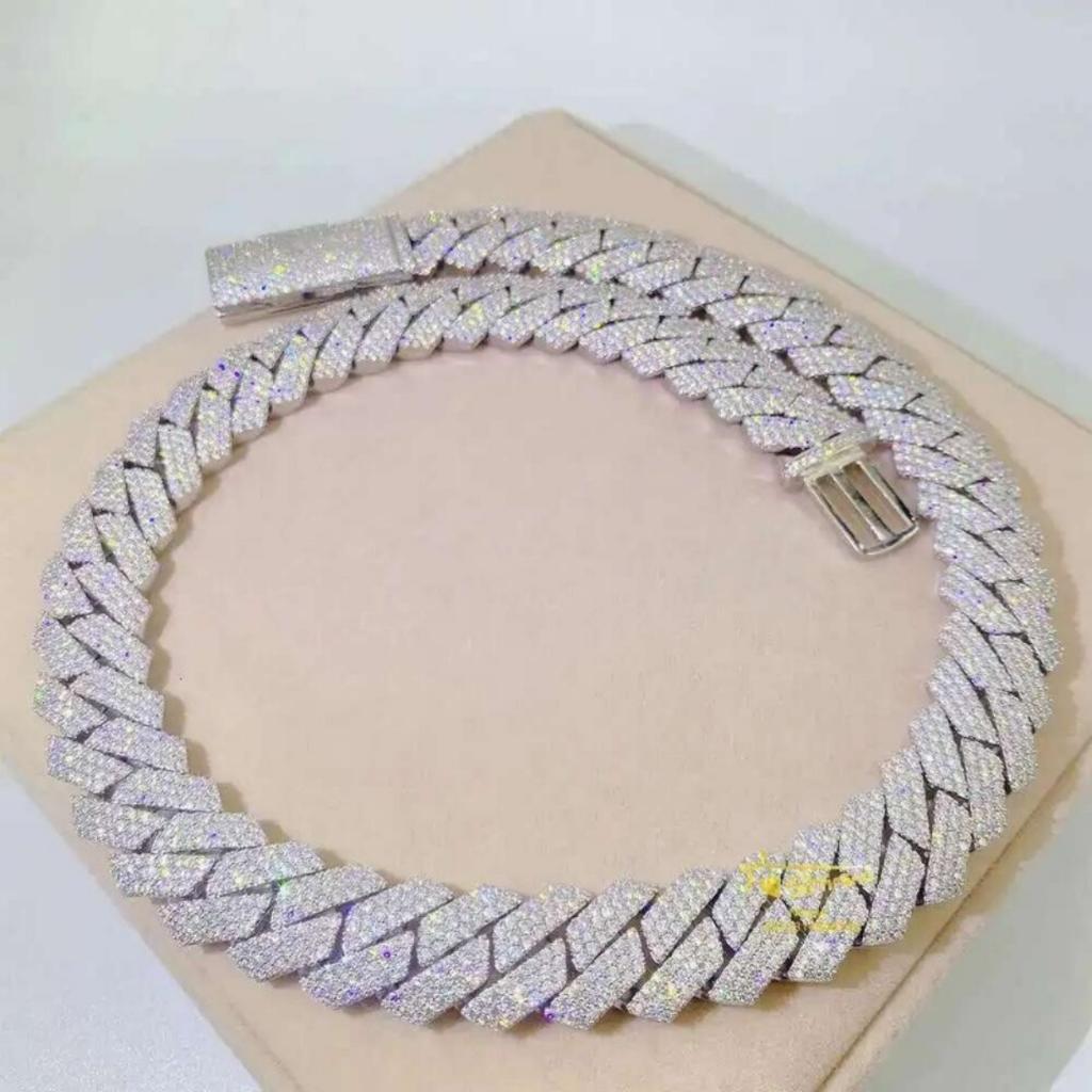 Hip Hop Accessory 15mm Wide  Necklace Copper Zircon Ice Cold Fashionable Heavy Necklace For Men And Women