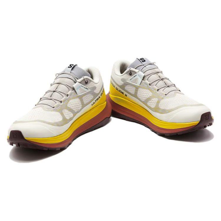 SALOMON Ultra Glide 2 Trendy Comfortable Versatile Fabric Non-Slip Durable Low-Top Rubber Trail Running Shoes Men Sneaker Beige Red 472122
