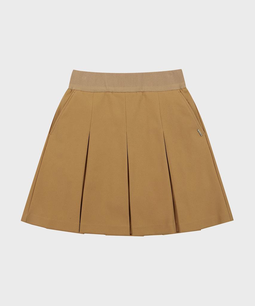 Helvesko Waistband Solid Skirt (Beige)