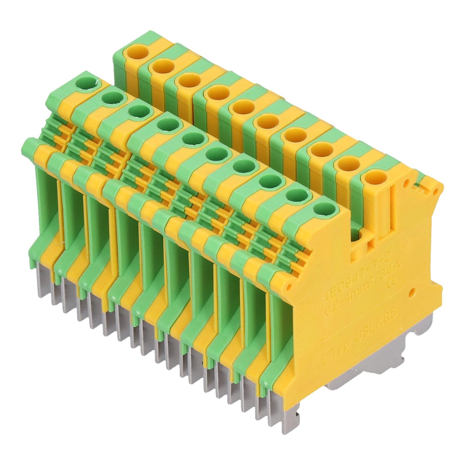 

50 шт. Клеми для кріплення на DIN-рейку, 2-канальні, бокові, для заземлення, блок 34A USLKG5