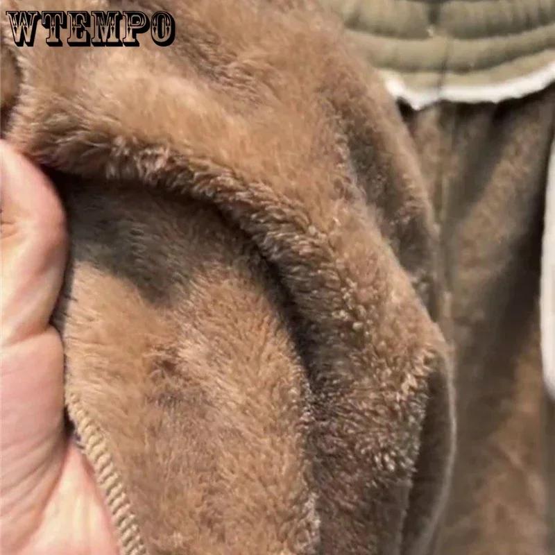 WTEMPO Plus Size Womens's High Waist Drawstring Fleece Sweatpants Tapered Trousers Warm Winter Long Pants for Women with Pockets