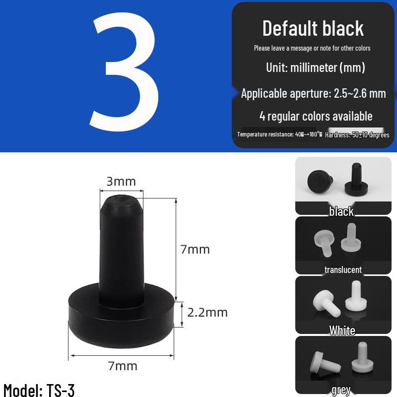 Black High-Temperature Resistant T-Shaped Silicone Stopper - Round Hole Rubber Gasket & Shock-Absorbing Blind Plug