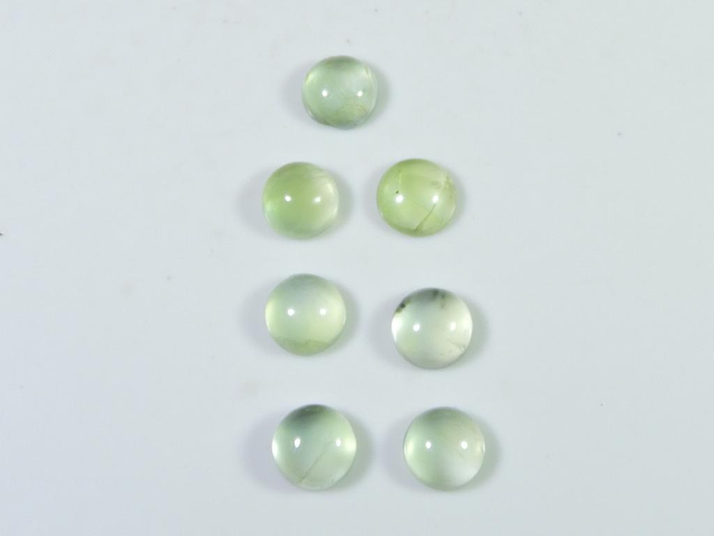 13Cts. Natural Green Prehnite Round Cabochon Loose Gemstone 7Pcs Lot 7X7MM RQ-1948