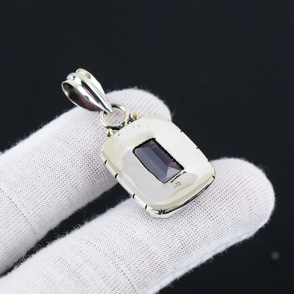 Pendentif Améthyste Fait Main Argent Sterling 925 Petit Pendentif Pierre Précieuse Améthyste Pendentif Argent Pour Cadeaux