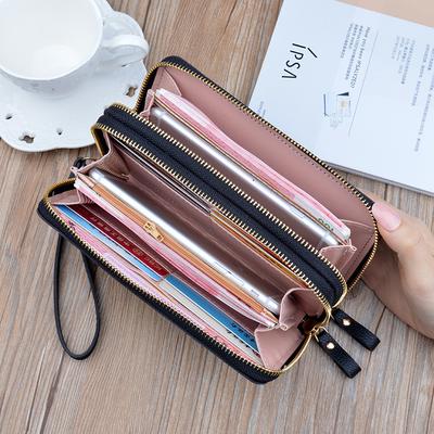 Hot Selling Women's Large Capacity Dual Zipper Long Clutch Wallet Simple High-capacity Double Layer Wallet Mobile Phone Bags