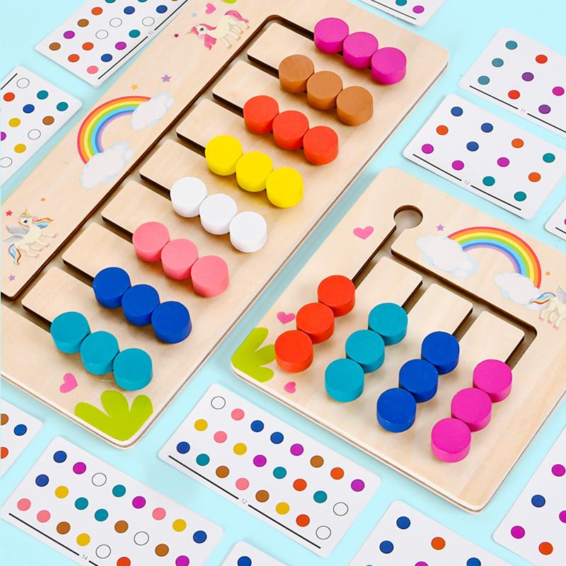 Montessori Learning Toys Mobile Color and Shape Puzzle Matching Brain Teasers Logic Game Early Educational Wooden Toys for Kids