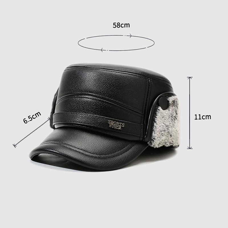 Middle-Aged and Elderly Hat Men's Winter Warm Father Grandfather Leather Hat Velvet Cold-Proof Old Man Ear Protection Flat Cap