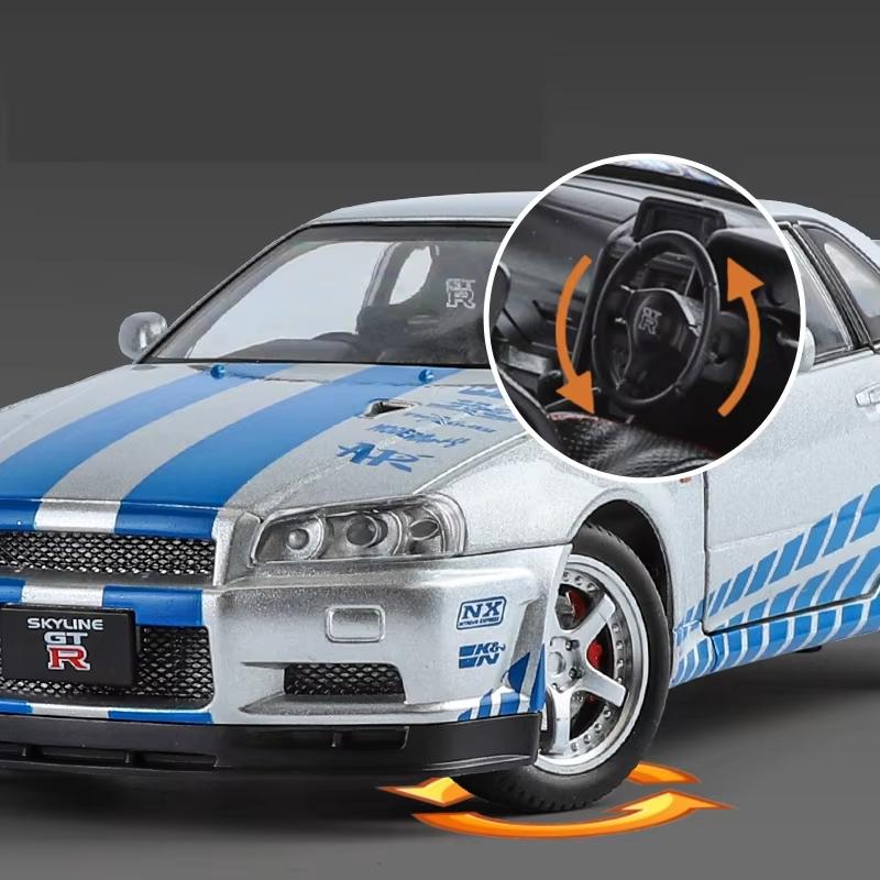 2024 1/24 Nissan Skyline GTR R34 JDM FDJ 35GT-RR Silvia S15 LBWK Racing Car Diecast Metal Rally Miniature Gift for Kid Boy Collection