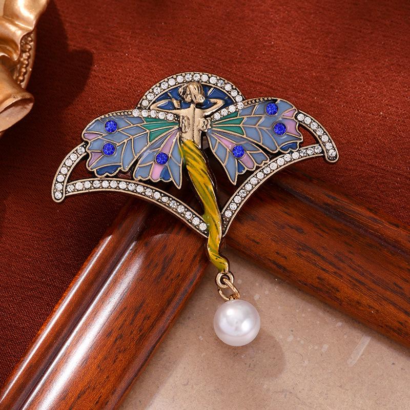 

Retro Angel Wings Flower Fairy High-end Enamel Temperament Accessories Fashion Brooch 3*5CM