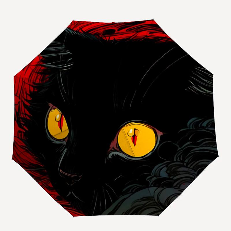 

1pc Black Cat EyesAutomatic Folding Umbrella, Portable Collapsible Design, Casual Outdoor Accessory, for All Seasons 062