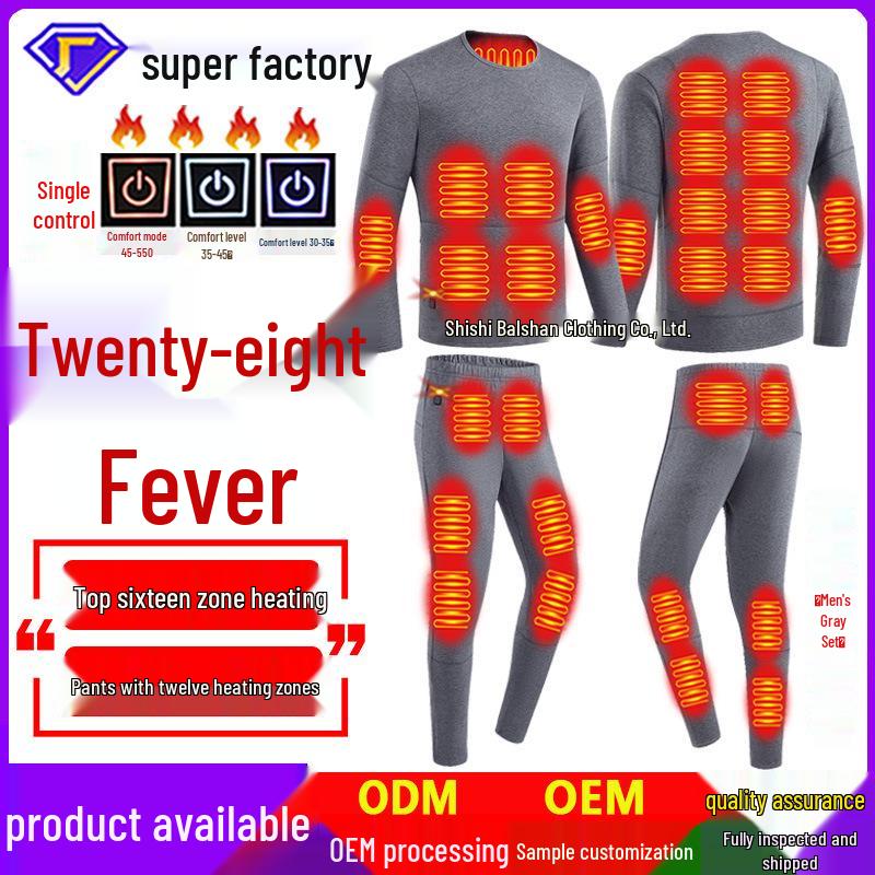 28-Zone Smart Heating Underwear Set for Men & Women: Winter Warmth & Constant Temperature