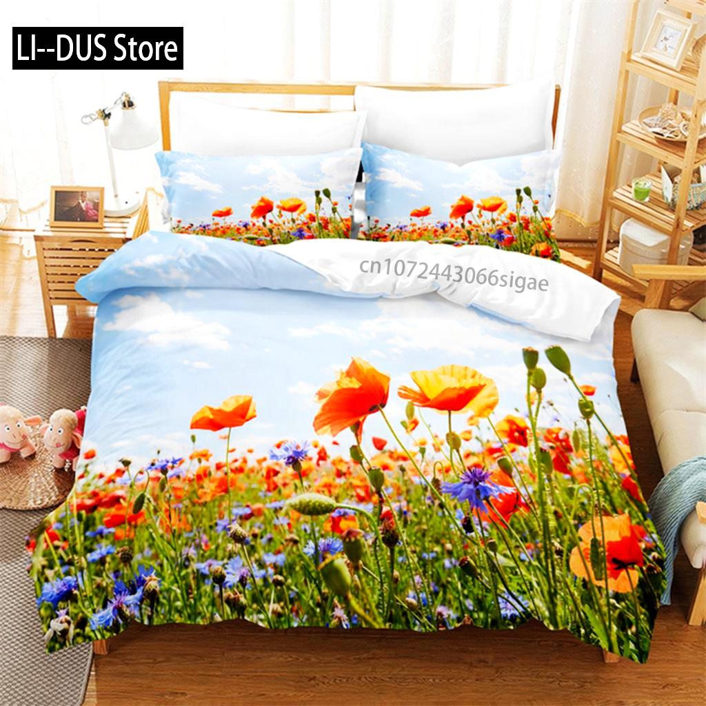 Butterfly Flower Queen Bedding Set Duvet Cover Set Bedding Digital Printing King Size Duvet Cover Set Bedding Set