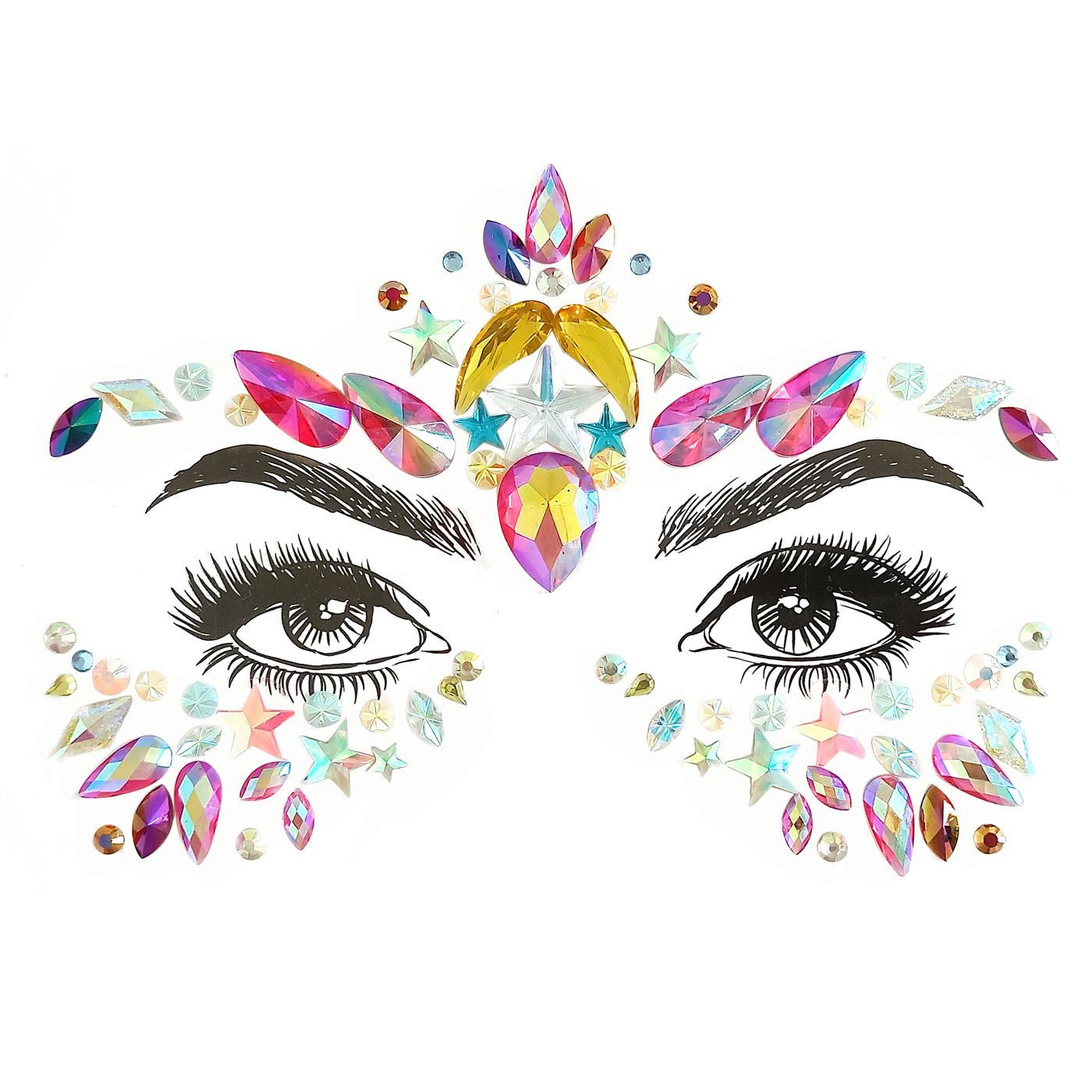 

Кристалл Лицо Драгоценности Стразы Лицо Наклейки Макияж Для Лица Фестиваль Драгоценных Камней Блеск Татуировки Бровей Фестиваль Партии Женщин Наряжаться 12.5*16.5CM