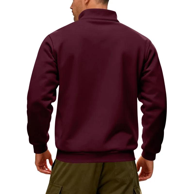Winter Fleece Heavy Sweatshirts Loose Outdoor Men's Warm Half Zipper Stand-Up Collar Pullover Sports Hoodie Men