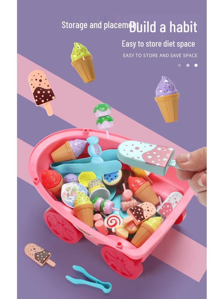 Children's Ice Cream Handcart & Music Toy Set - Ice Cream Machine & Motorcycle Role Play