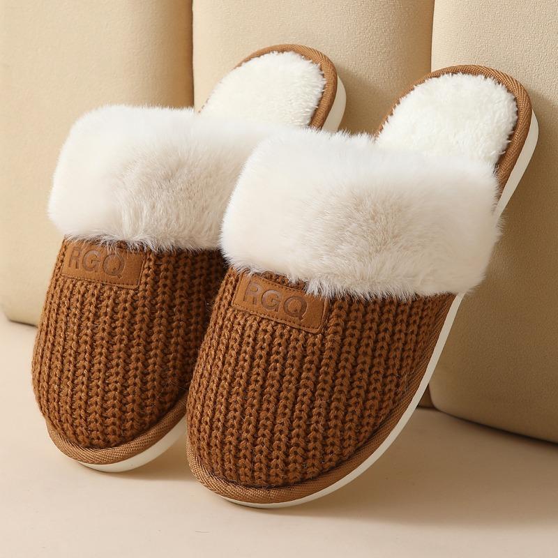 Winter Thermal Slippers Non-slip Men's Indoor Plush Cotton Slippers Home Slippers Women's Winter Wool Slippers