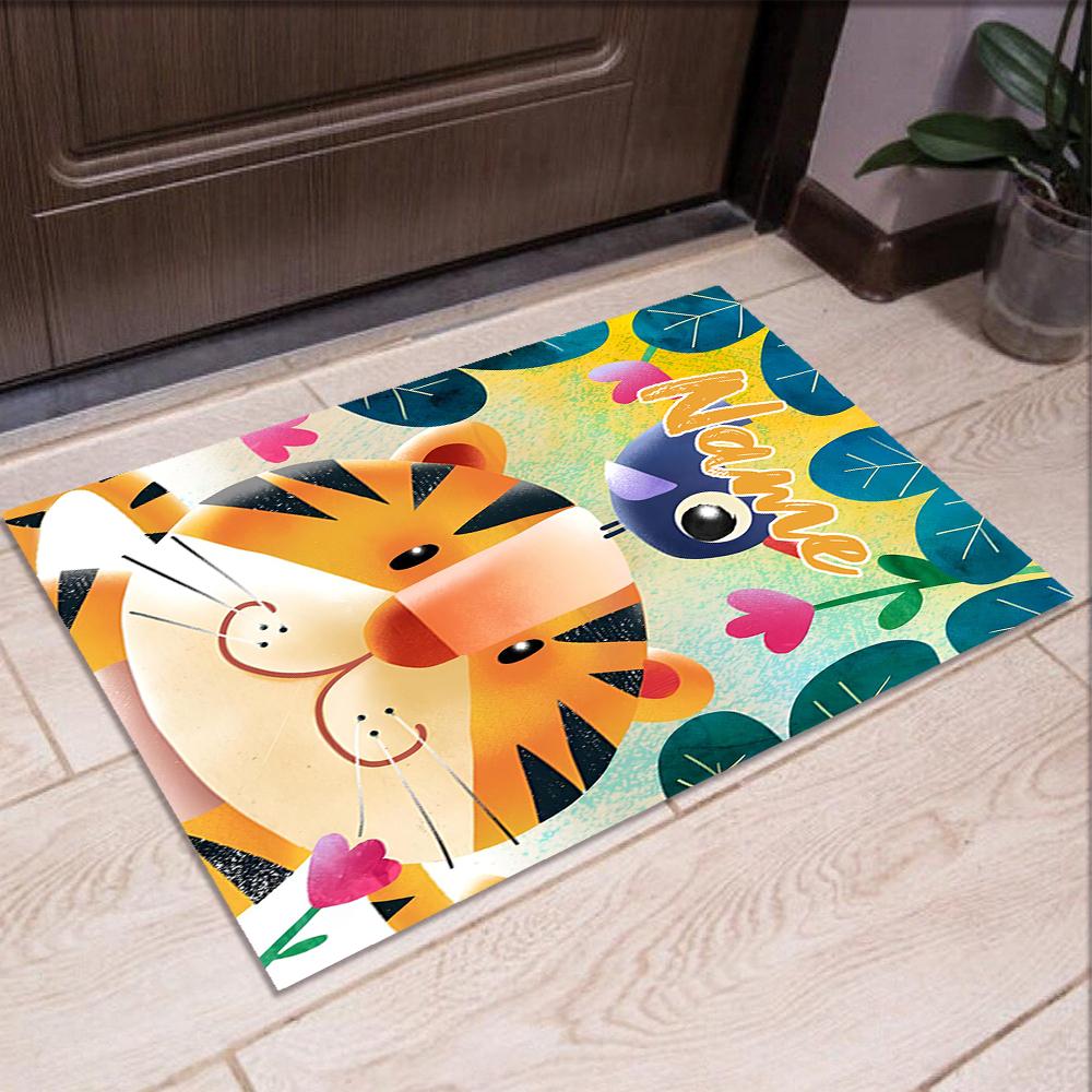 Custom Name Tiger Printed Carpet,Rug for Office Chair Living Room Bedroom Kitchen Room Decor Gifts.