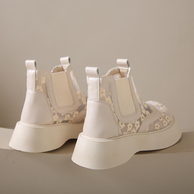 

2025 Korean sweet wind embroidery casual mesh cool boots casual short tube showing leg height breathable summer women s shoes 40