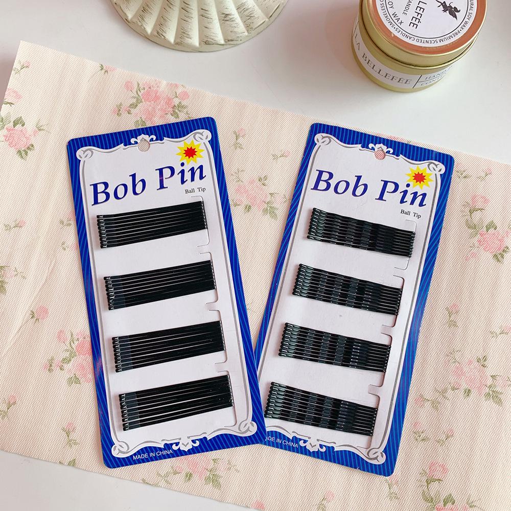Korean Style Black Thin Metal Hairpin - All-Match Accessory