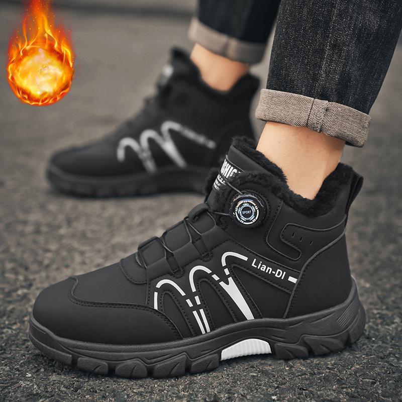 2025 Winter New Velvet Thickened Cotton Shoes Men's Shoes Versatile Warm Boots British Style Fashion Trendy Shoes