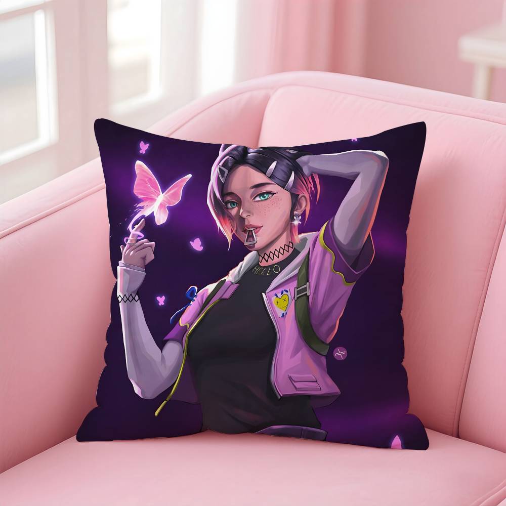 Hot Game V-Valorant Pillow Case Pattern Printing Pillowcase Living Room Sofa Cushion Cover Bedroom Room Decor