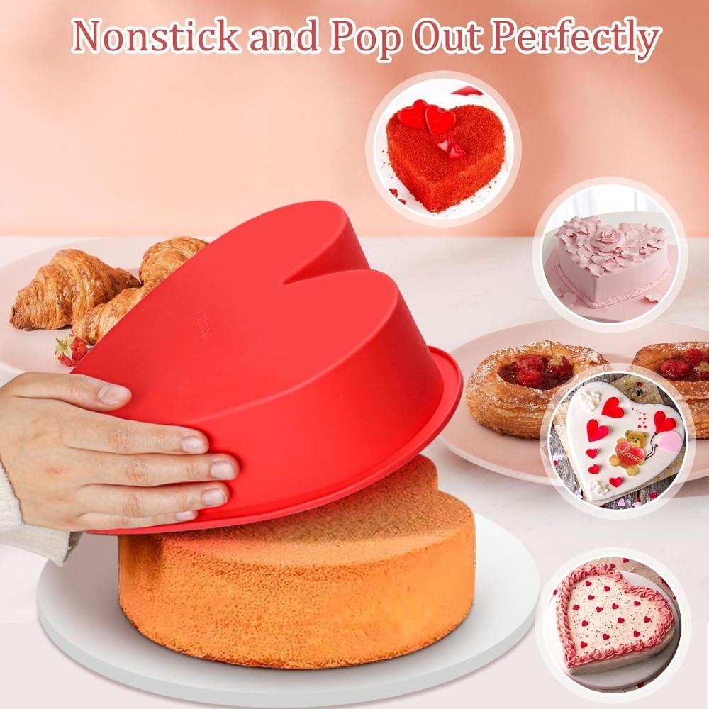 Silicone Heart Shaped Cake Pans Nonstick Reusable Round Baking Tray Cake Bakeware Pan Toast Mold Baking Tool for Pastry Dessert