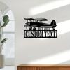 Custom Biplane Metal Wall Art, Personalized Family Name Sign, Rustic Indoor Outdoor Home Decor