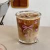 Kawaii Bowknot Glass Cups Bow Knot Rose Glass Milk Cup Fragmented Flowers Cold Extract Cup for Drinkware Coffee Breakfast Cup