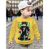 Boys'  No. 7 Block Robot Crew Neck Sweatshirt for -8, Autumn/Winter Children's Fashionable and Versatile O-Neck
