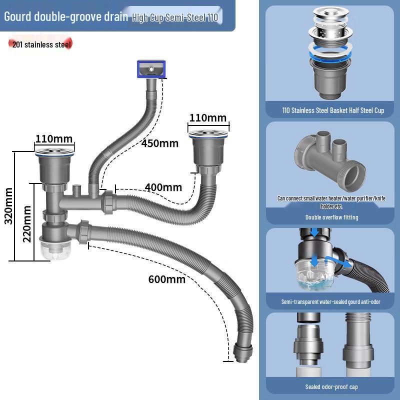 Kitchen Double Sink Drain Kit