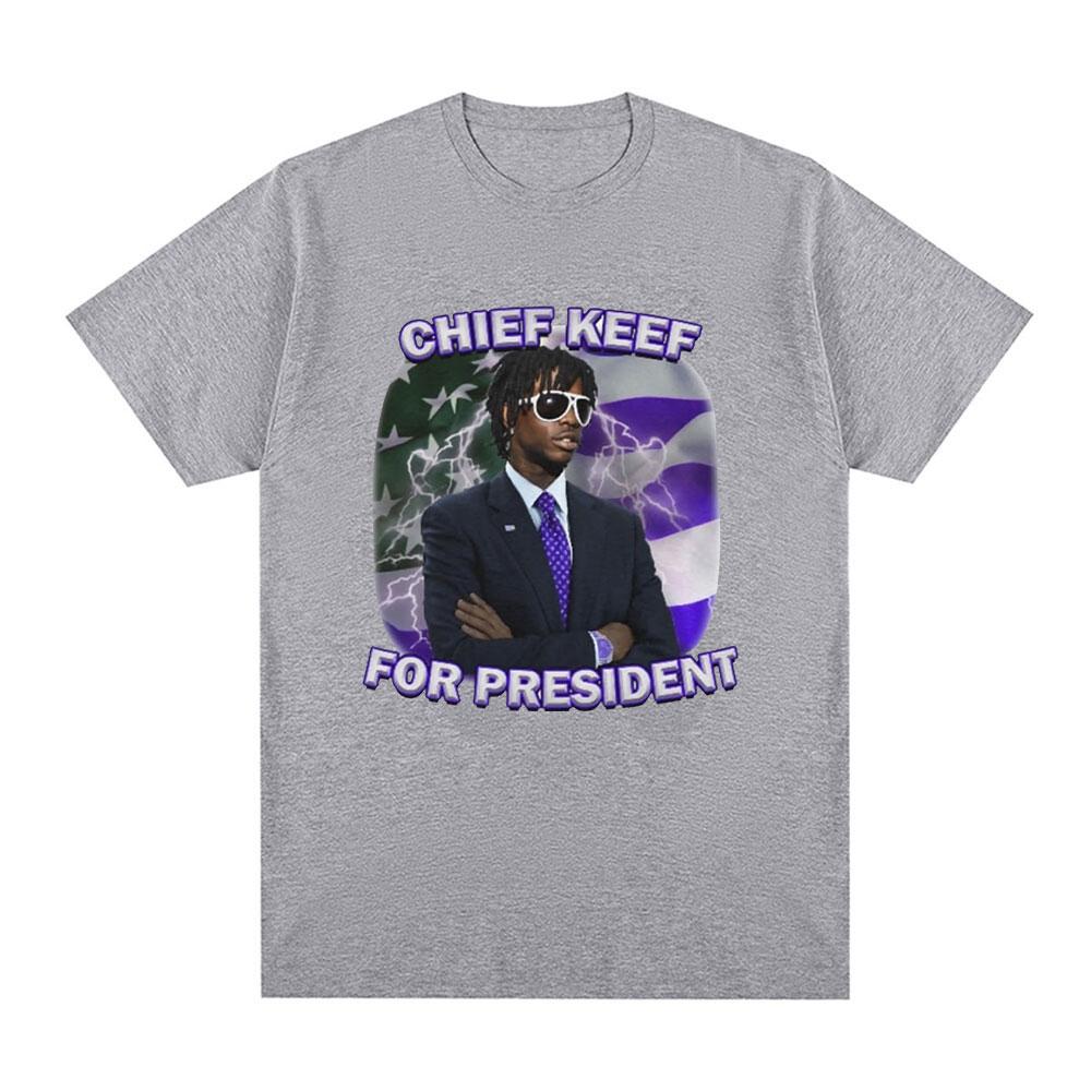 Rapper Chief Keef for President Graphic T Shirt Men Fashion Hip Hop Short Sleeve T-shirt Vintage Gothic Oversized T Shirts Tops