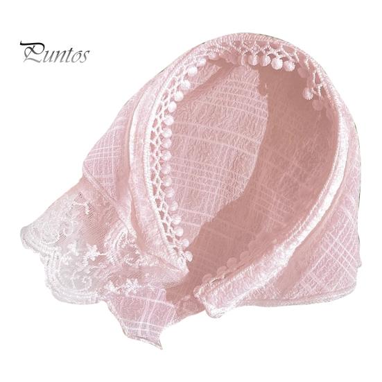 Kvinner pannebånd rutete trykk Blondesøm Trekantskjerf Sklisikkert pannebånd Pastoral stil Hårbøyle Hårtilbehør