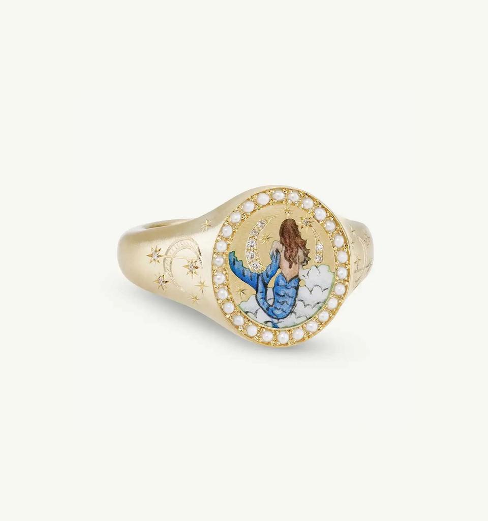 Titanium Steel Fashion Light Luxury Painted Seal Statement Ring Butterfly Love Rabbit Flower Personality Design Sense 18K