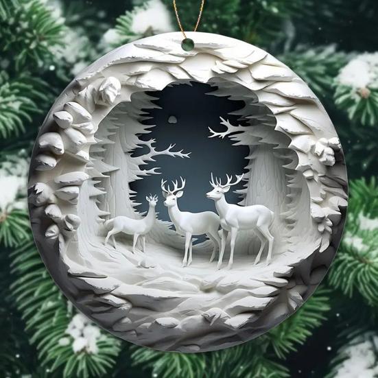 Christmas Tree Decoration Hanging Red Bird/Reindeer Ornament Acrylic Flat Car Rearview Mirror
