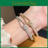 Kupfer Zirkonia Ineinandergreifendes Offenes Armband Für Damen Trendiger Modeschmuck