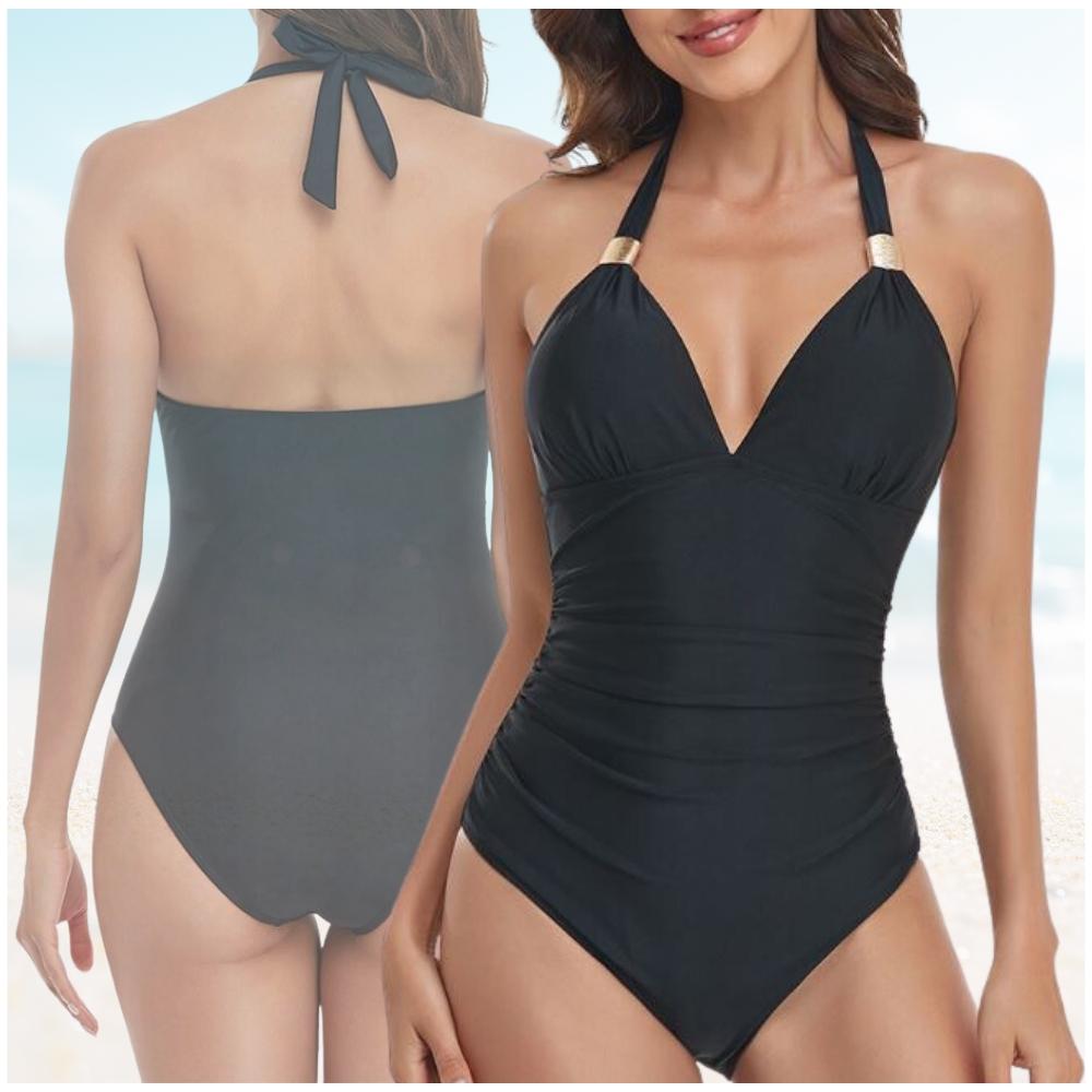 Slimming one-piece swimsuit black tied XL Slimming one-piece swimsuit black tied L