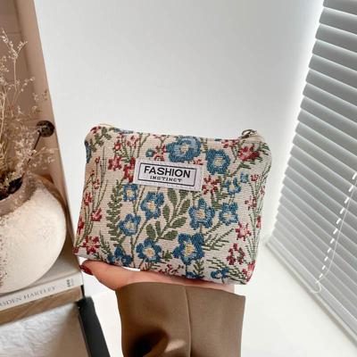 Borsa da Trucco in Tessuto Floreale da Donna Custodia per Cosmetici Borsa per Lavare Pennelli per Regali di Compleanno e Festività