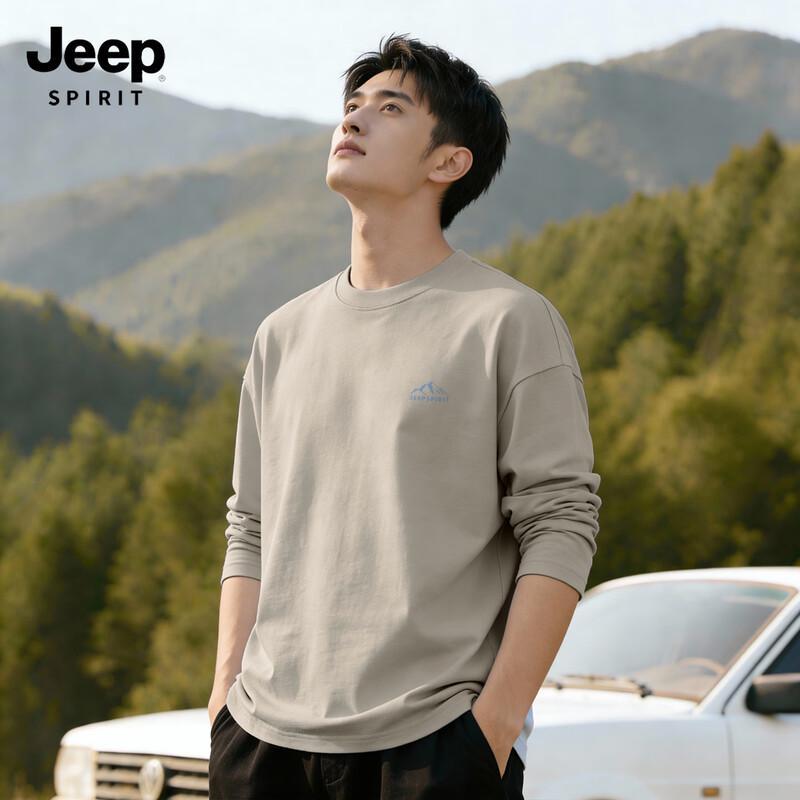 JEEP SPIRIT Men's Pure Cotton Long-Sleeve T-Shirt