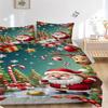 3pc Christmas Santa Claus Deer Home Bedding Set-Festive Decor for Bedroom,Guest Room,Living Room 1147a