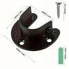 [Steel Bracket]4pcs Stainless Steel U Shape Closet Rod Bracket | 25mm, Black, for Closet Pole Sockets, Wardrobe Rail End Supports, Curtain Rail Holder