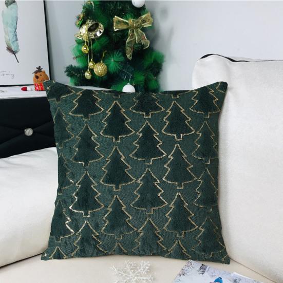 Throw Pillowcase Sequin Christmas Tree Pattern Hidden Zipper Closure Pillow Cover Bedroom