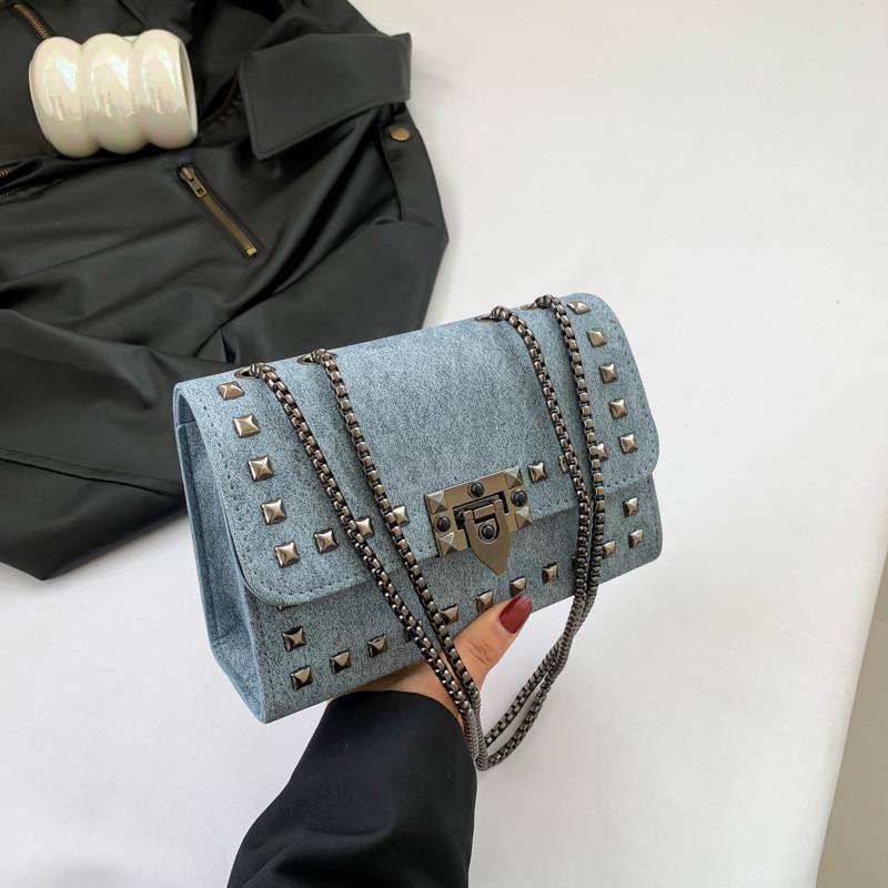 Trendy Small Shoulder Bag With Unique Personality For Ladies светло-синий