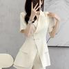 Plus Size Petite Summer Suit Set: Tummy Concealing Short Sleeve Shorts Two-Piece for Women