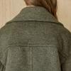 Maxza Wide Collar Bijo Decoration Double Half Coat Khaki 