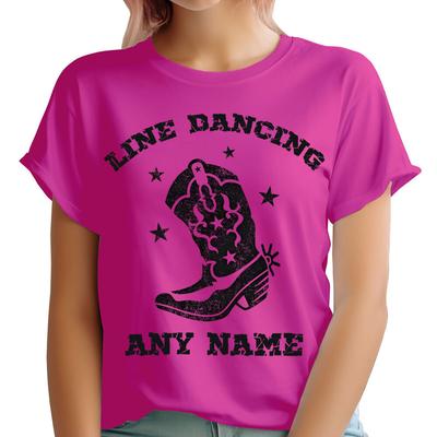 Personalisierte Line Dance Hüte und Stiefel mit beliebigem Namen, Damen T-Shirts #TA-195