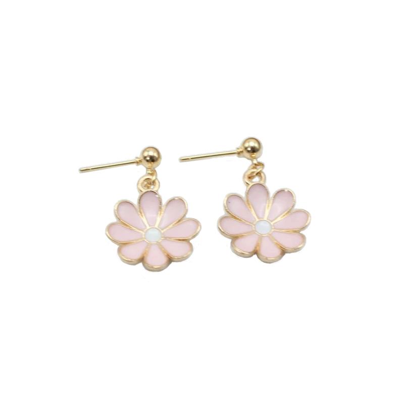 

Delicacy Pink Color Daisy Sunflower Drop Earring for Women Long Dangle Simple Everyday Holiday Birthday Gift Beautiful Zircon