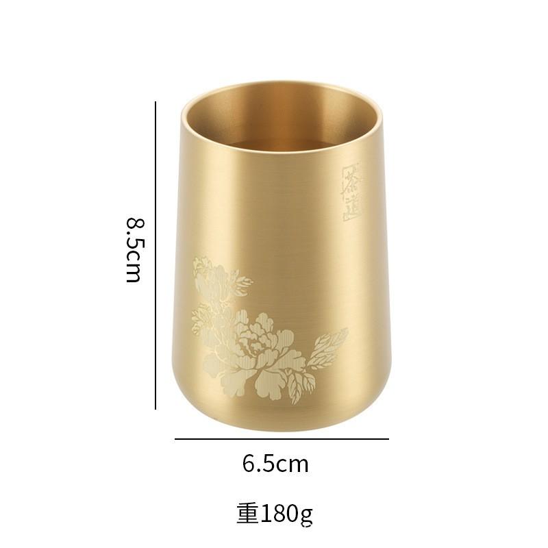 Brass Tea Ceremony Accessory Holder Set Six Tools Organizer Desktop Pen Cylinder Study Room