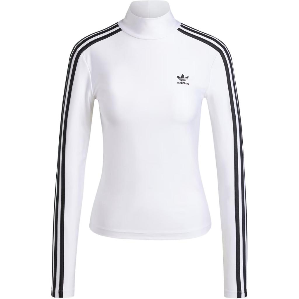 Adidas Originals 3-Stripes Turtleneck Slim Fit Long Sleeve T-Shirt Women Tops White JG1535